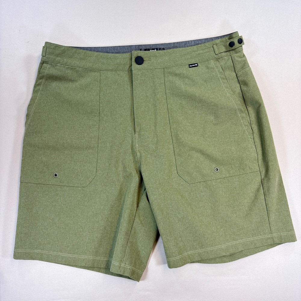 Hurley Phantom Shorts Mens 32 Green Adjustable Waist Hybrid Board Shorts EUC